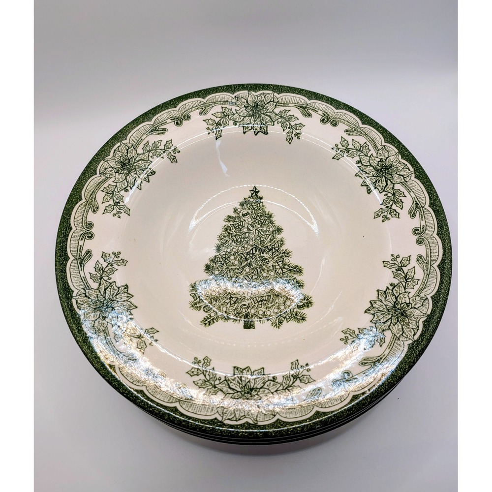 Discontinued Vintage Staffordshire Engravings Yuletide Soup Bowls Set of 3 New
